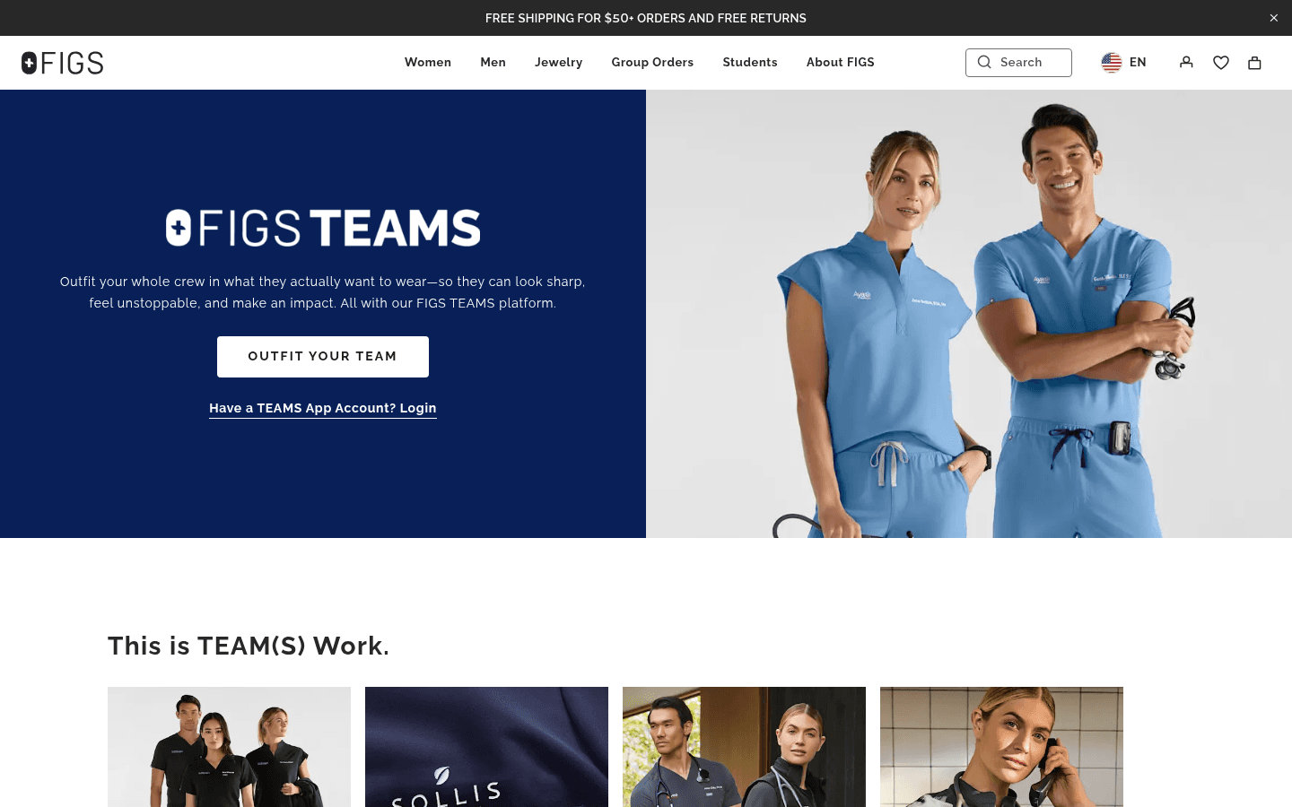 Screenshot of the FIGS Teams web app