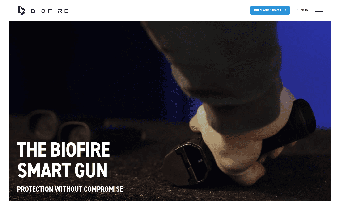 Screenshot of the Biofire Smart Gun web app